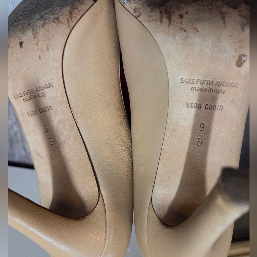 Saks 5th Avenue Tan High Heel Pumps - Picture 7 of 10